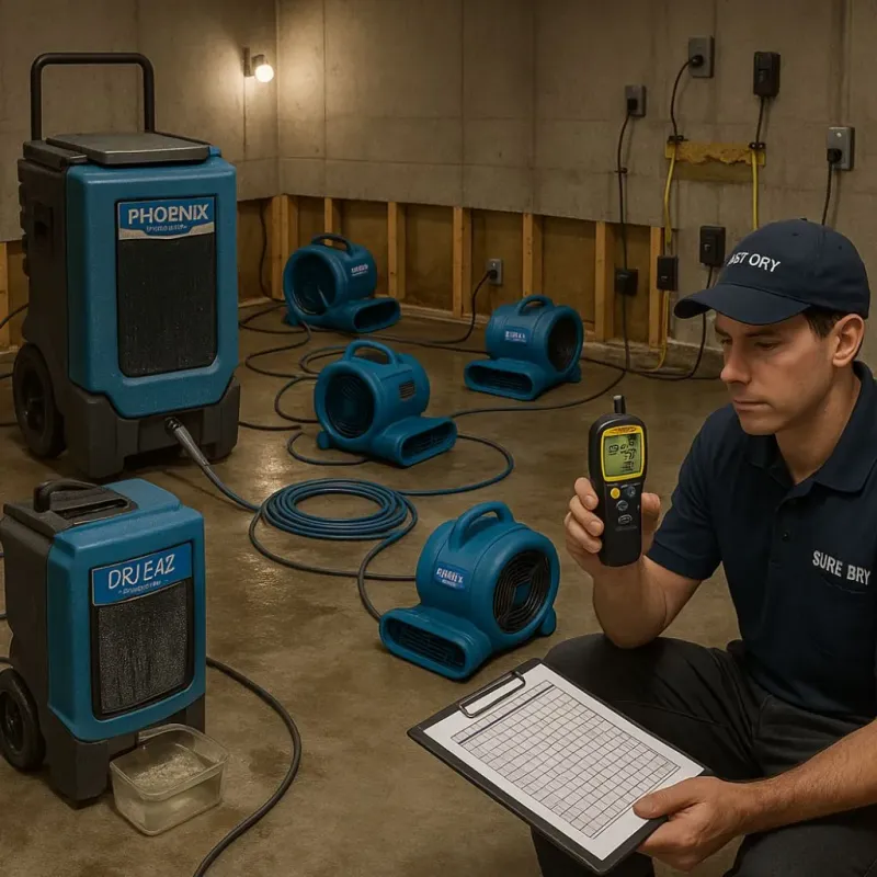 Structural Drying and Dehumidification process in Sayre, PA